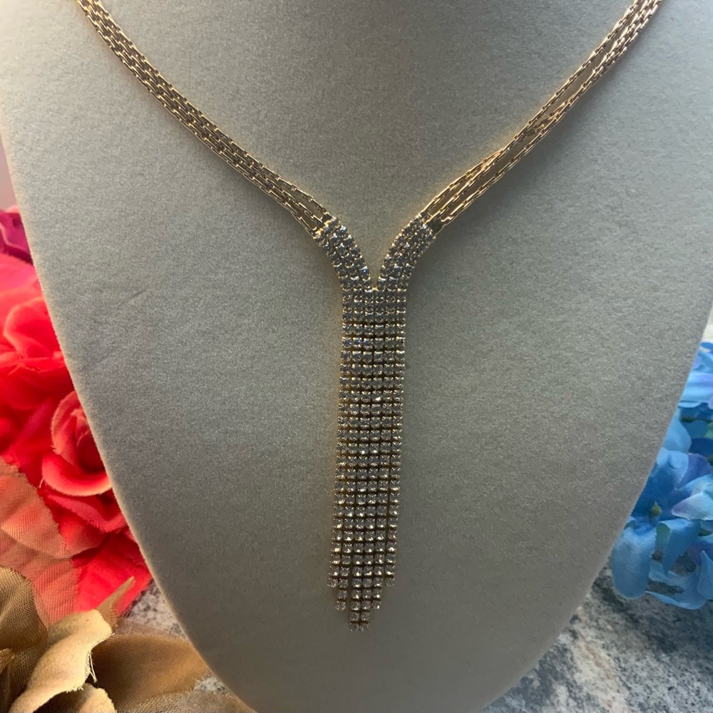 Nordstrom 14k Gold over Silver Cascade crystal Necklace